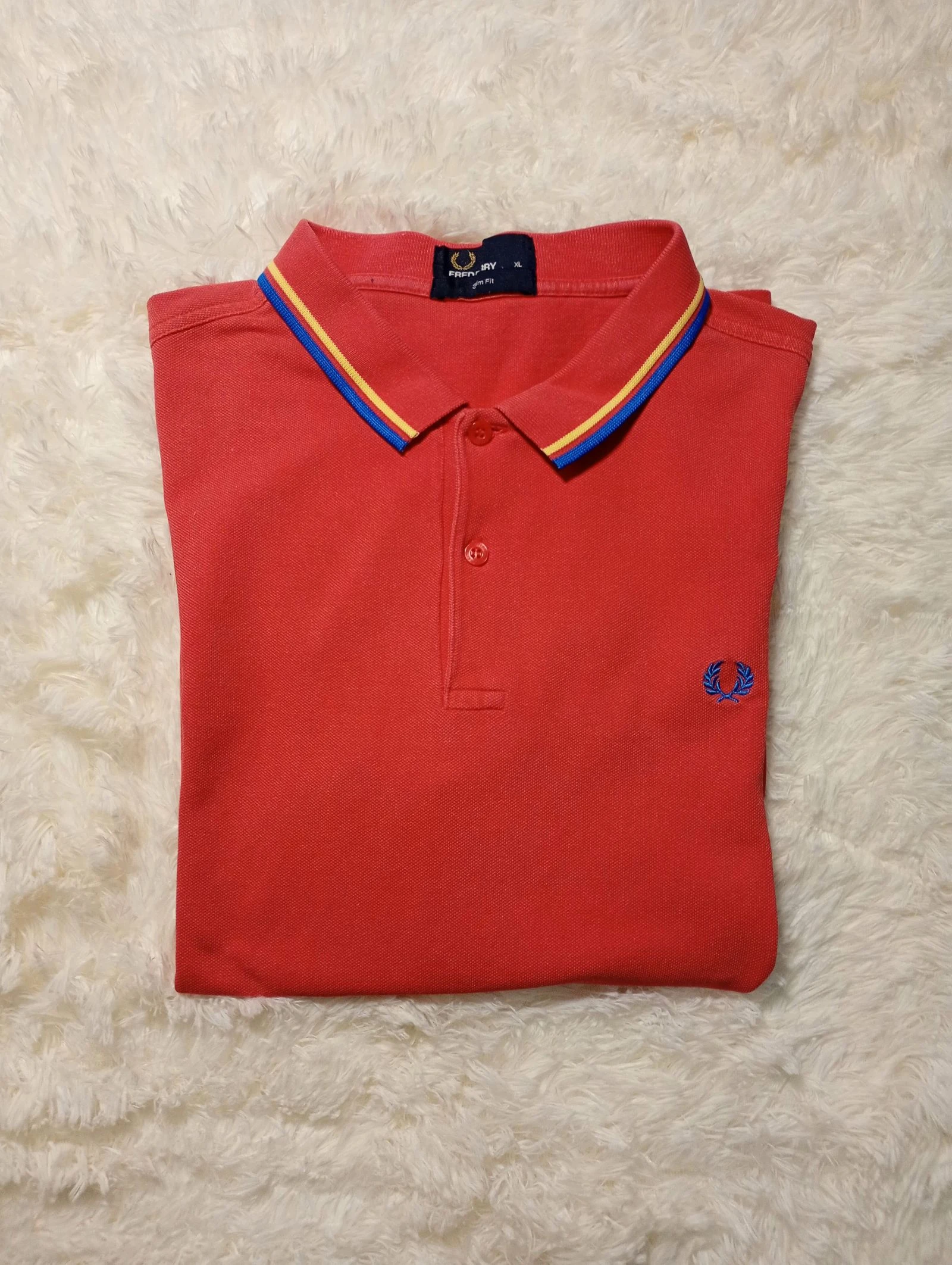 Fred Perry Camisa Polo Vermelha com Detalhes Duplos Tamanho GG – photo 8